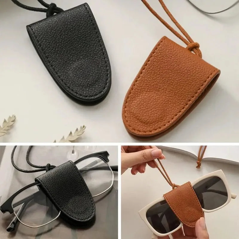 PU Leather Glasses Lanyard with Storage Pouch