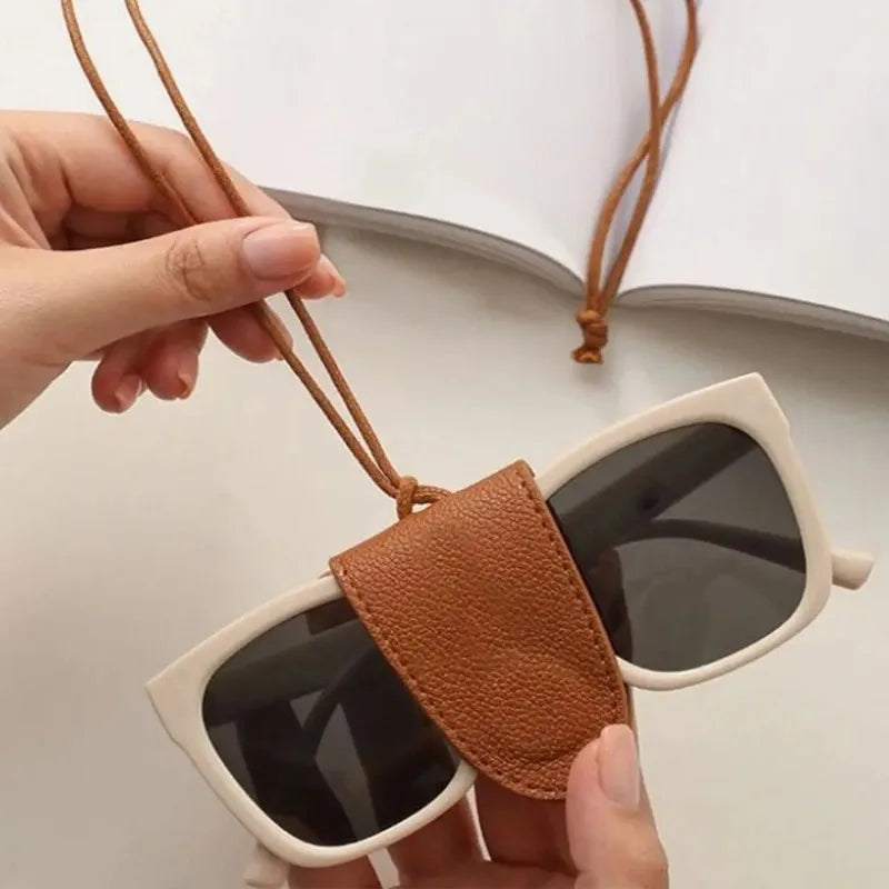 PU Leather Glasses Lanyard with Storage Pouch