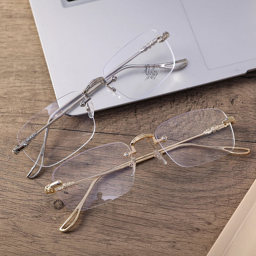 Frameless Anti-Blue Light Glasses – Retro Gold & Silver