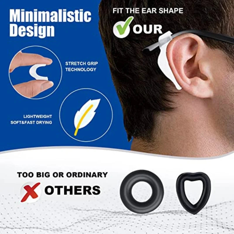 20pcs Anti-Slip Silicone Ear Grip Glasses Holder