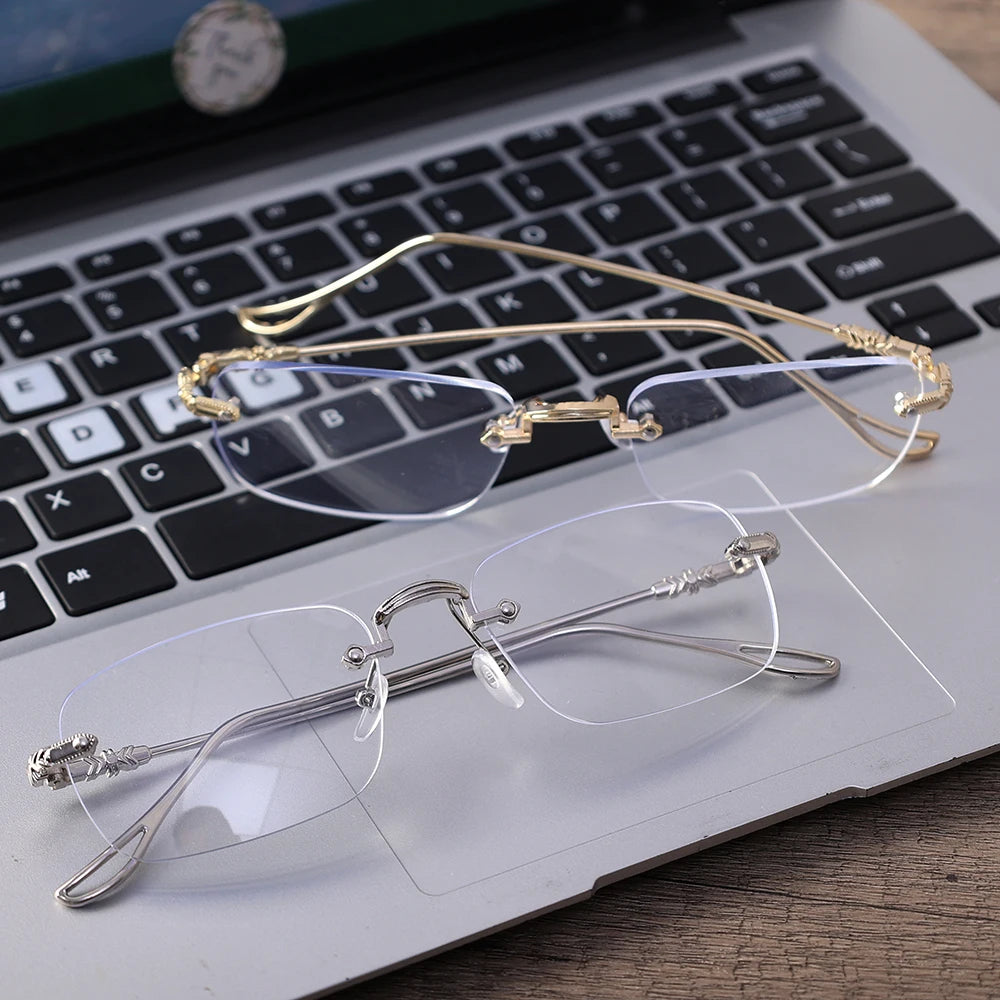 Frameless Anti-Blue Light Glasses – Retro Gold & Silver