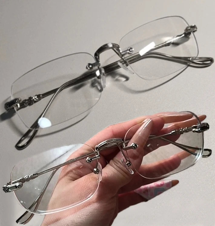 Frameless Anti-Blue Light Glasses – Retro Gold & Silver