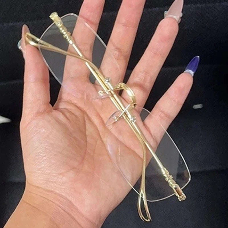 Frameless Anti-Blue Light Glasses – Retro Gold & Silver