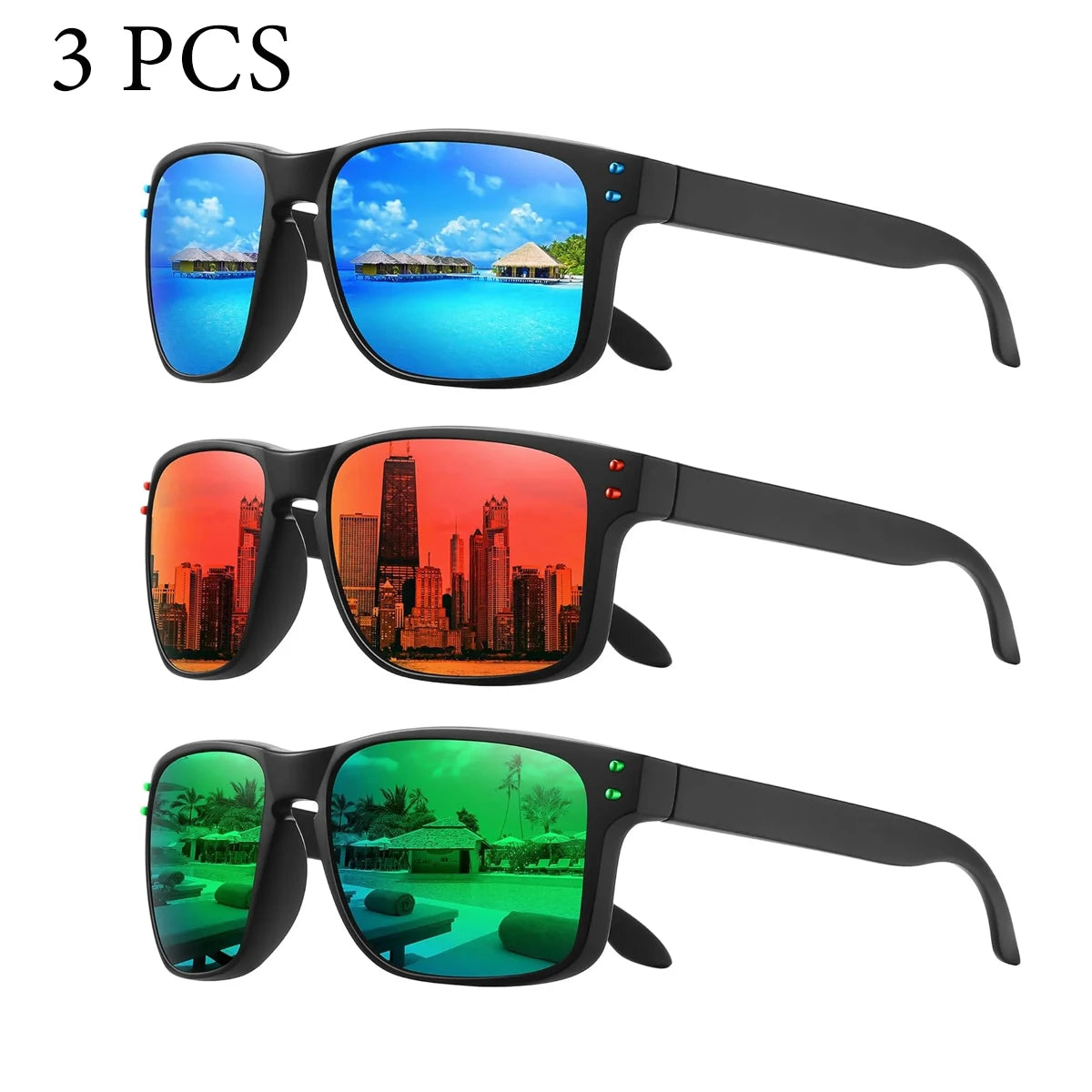 Polarized Rectangle Sunglasses – UV400 Day & Night