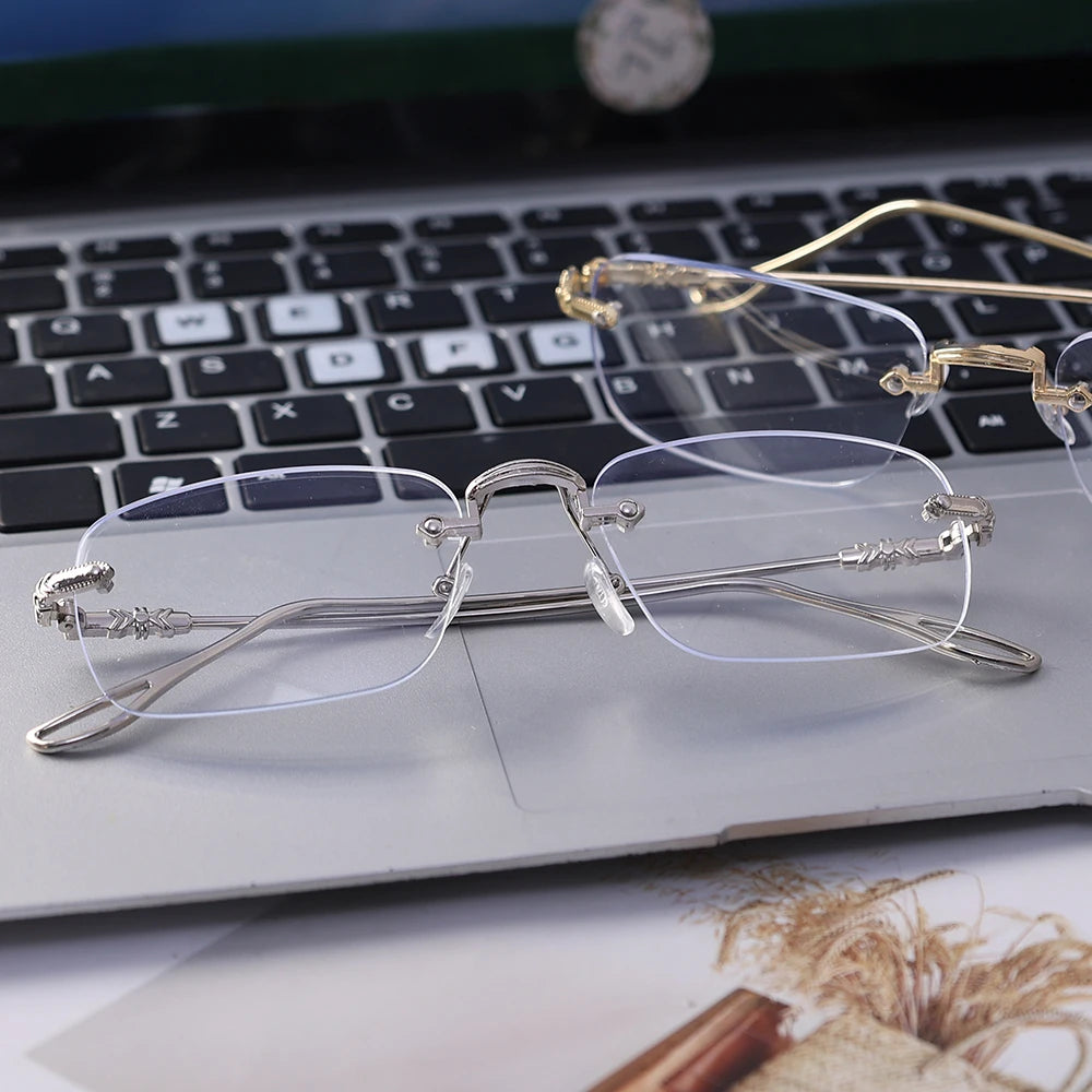 Frameless Anti-Blue Light Glasses – Retro Gold & Silver