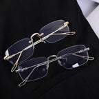 Frameless Anti-Blue Light Glasses – Retro Gold & Silver