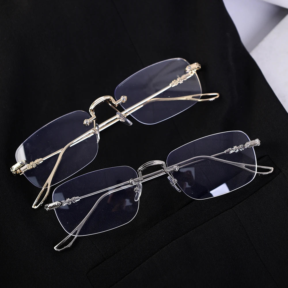 Frameless Anti-Blue Light Glasses – Retro Gold & Silver